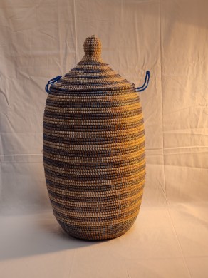 Rieten-mand-blauw-wit-met deksel I